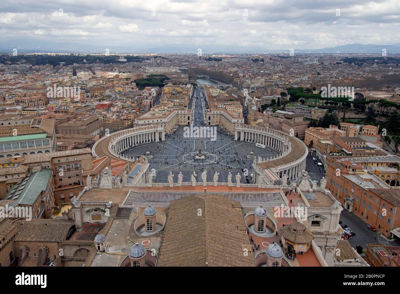 Vista dall'alto di Piazza San Pietro, Città del Vaticano, Vaticano Foto Stock