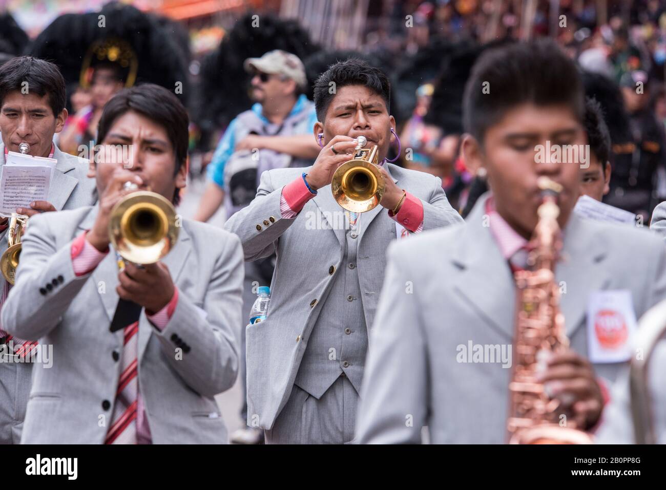 Musicisti Oruro Carnevale, Bolivia Foto Stock