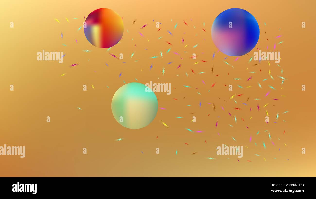 Tema professionale di illustrazione colorifica. Texture sfondo, luce. Pura fantasia spaziale. Colore oro. Super pianeti sfondo a tema. Retro colorato Illustrazione Vettoriale