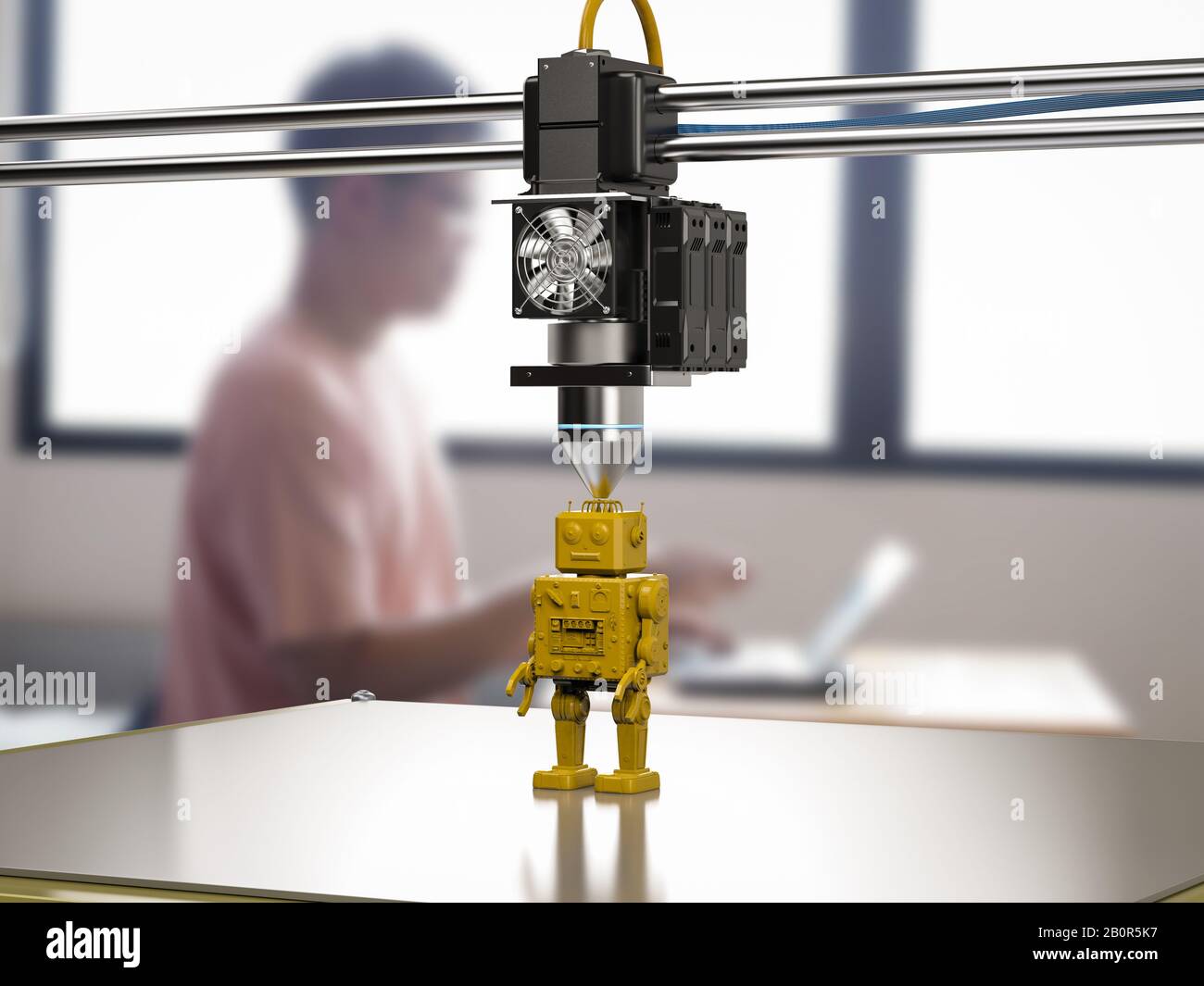 modello robot di stampa 3d con rendering 3d Foto Stock