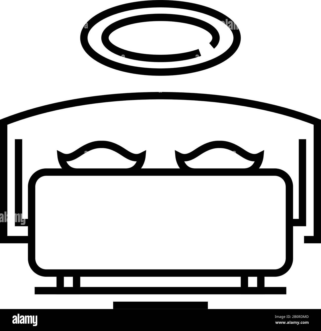 Icona della linea interna della camera da letto, simbolo concettuale, illustrazione vettoriale del contorno, simbolo lineare. Illustrazione Vettoriale