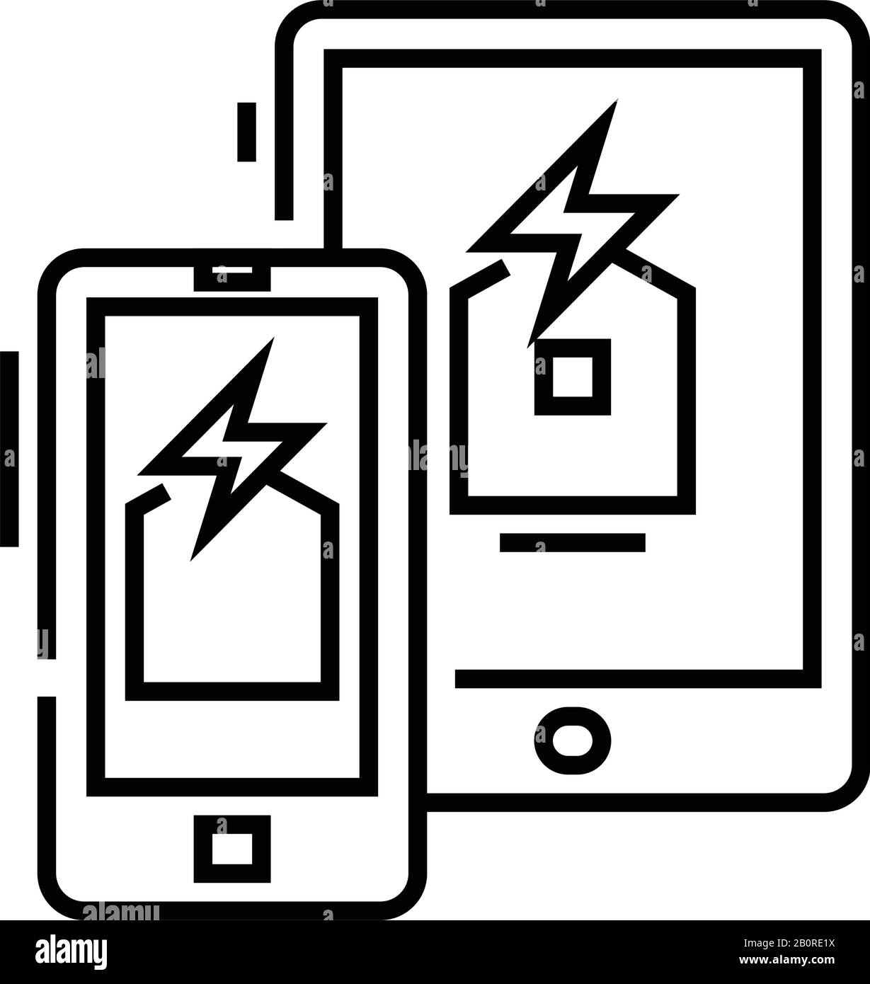 Icona della linea di batteria scarica, simbolo concettuale, illustrazione del vettore di contorno, simbolo lineare. Illustrazione Vettoriale