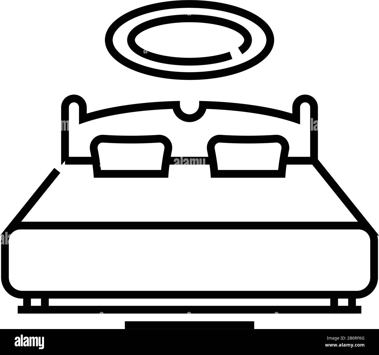 Icona della linea della camera da letto, simbolo concettuale, illustrazione vettoriale del contorno, simbolo lineare. Illustrazione Vettoriale