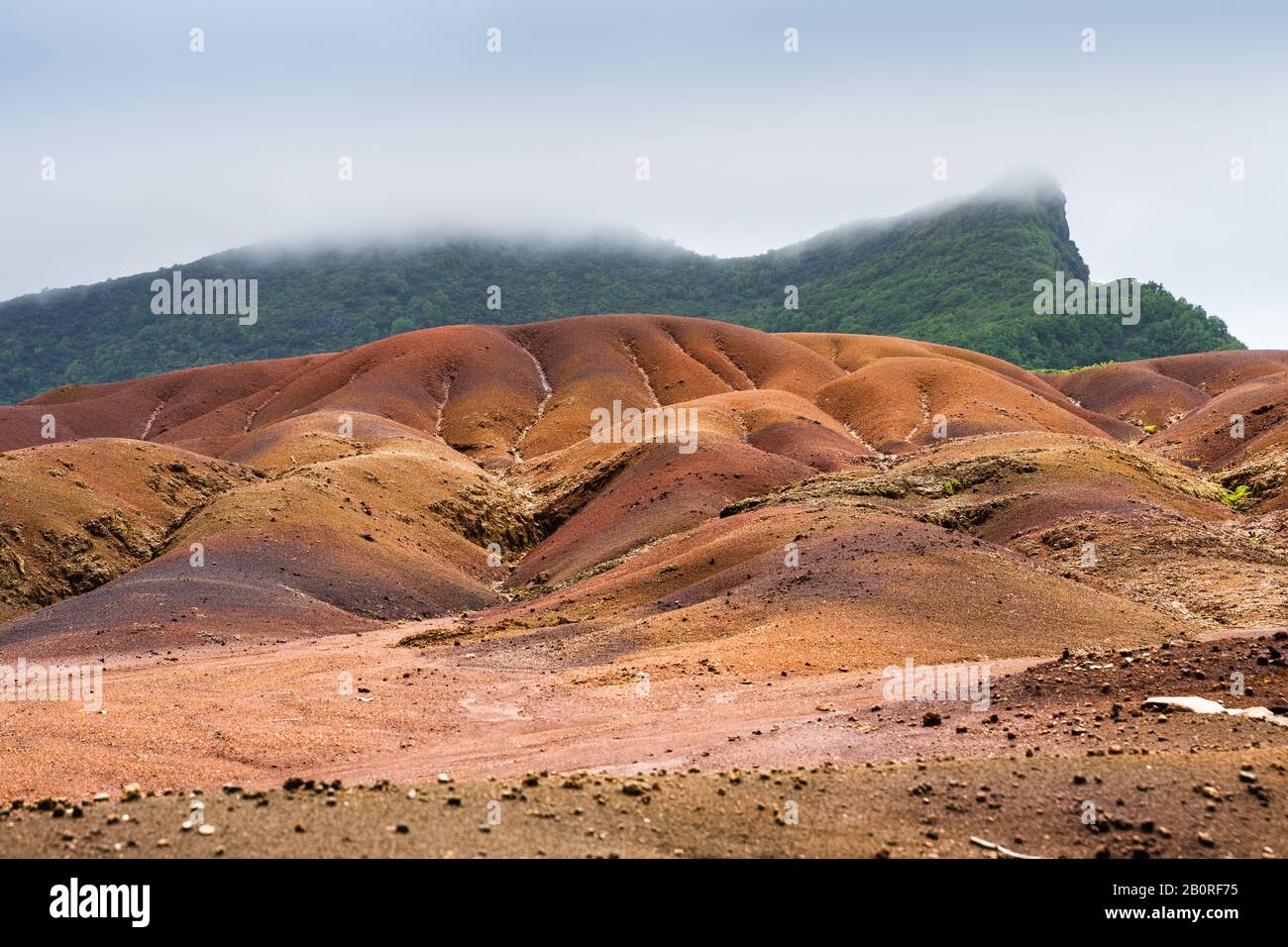 Sette Colori Terra In Chamarel, Isola Di Mauritius, Africa Foto Stock