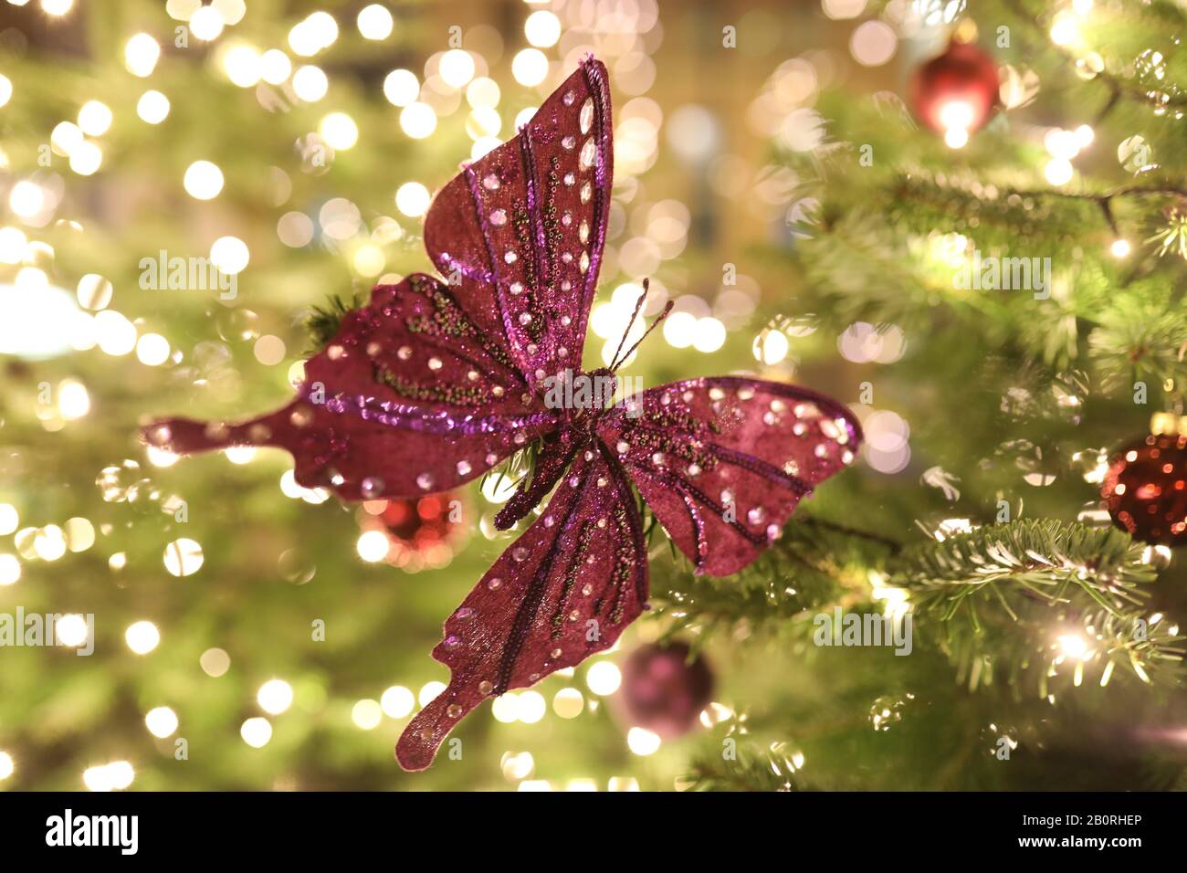 Decorazioni di albero di Natale, sfera di albero di Natale, su un albero di Natale ad una festa di Natale, Colonia, Renania del Nord-Vestfalia, Germania Foto Stock