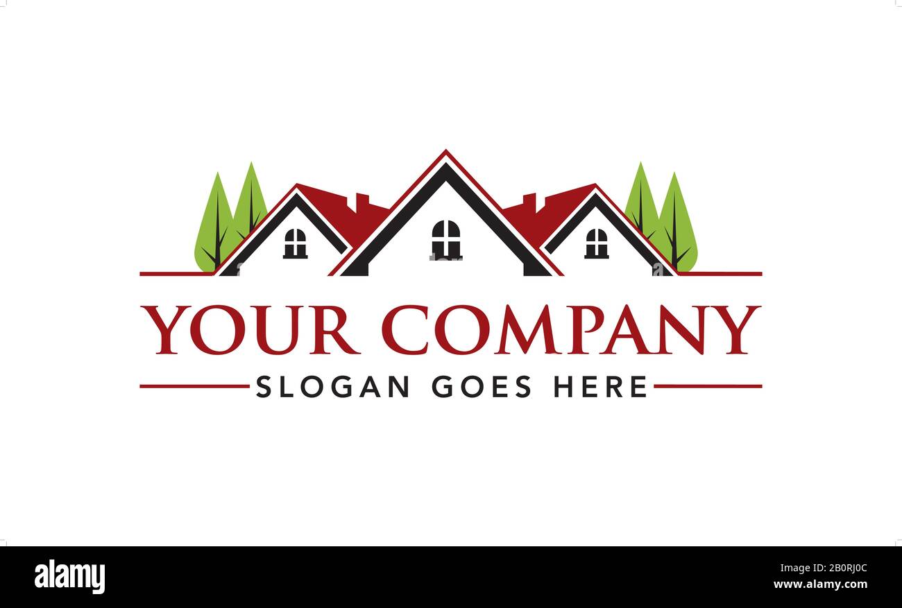 Agenti Immobiliari, Architetto, Roofing, Ristrutturazione E Modello Di Logo Vettore Ipotecario Illustrazione Vettoriale