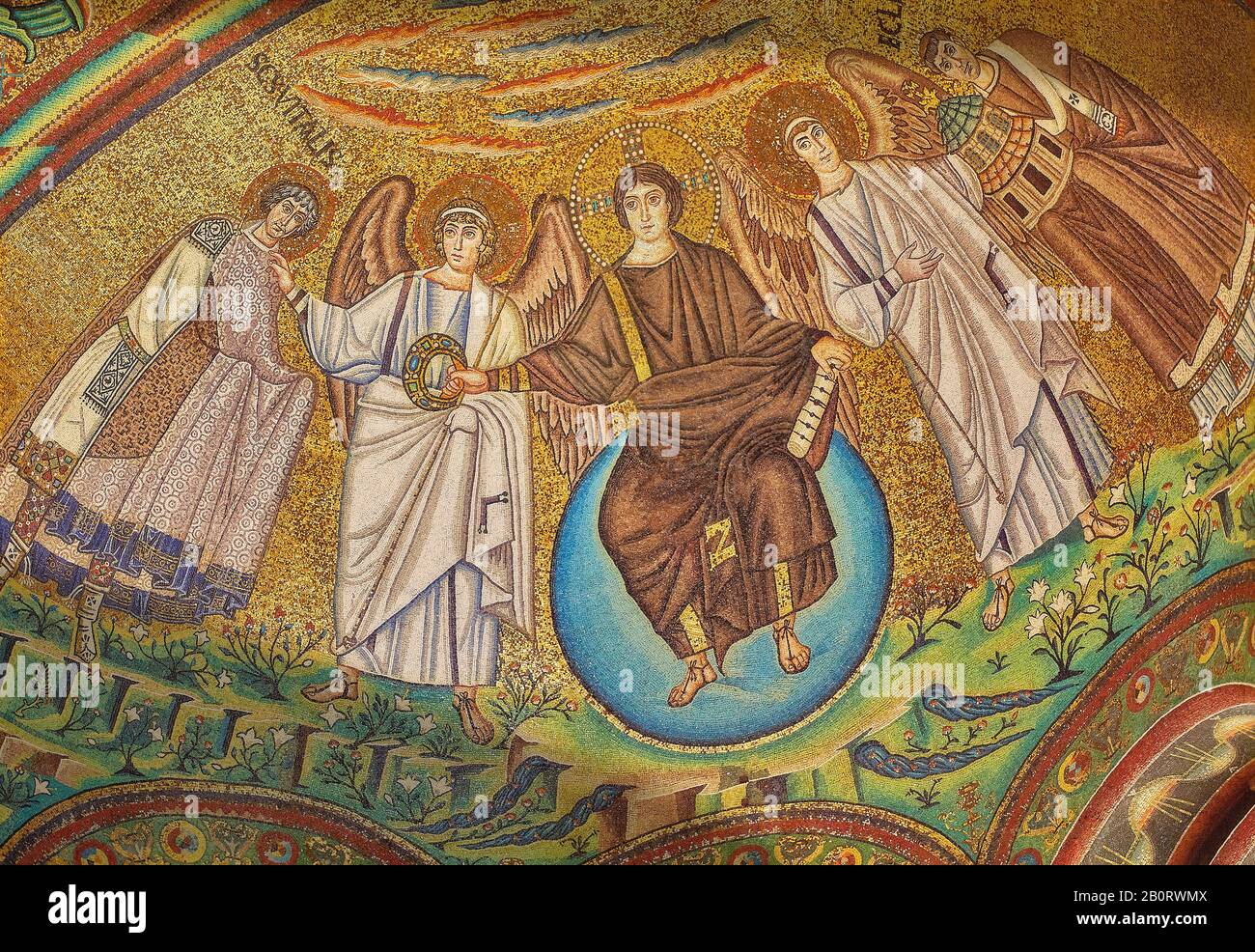 Abside mosaico raffigurante un pulito rasato Cristo, Bizantina mosaici