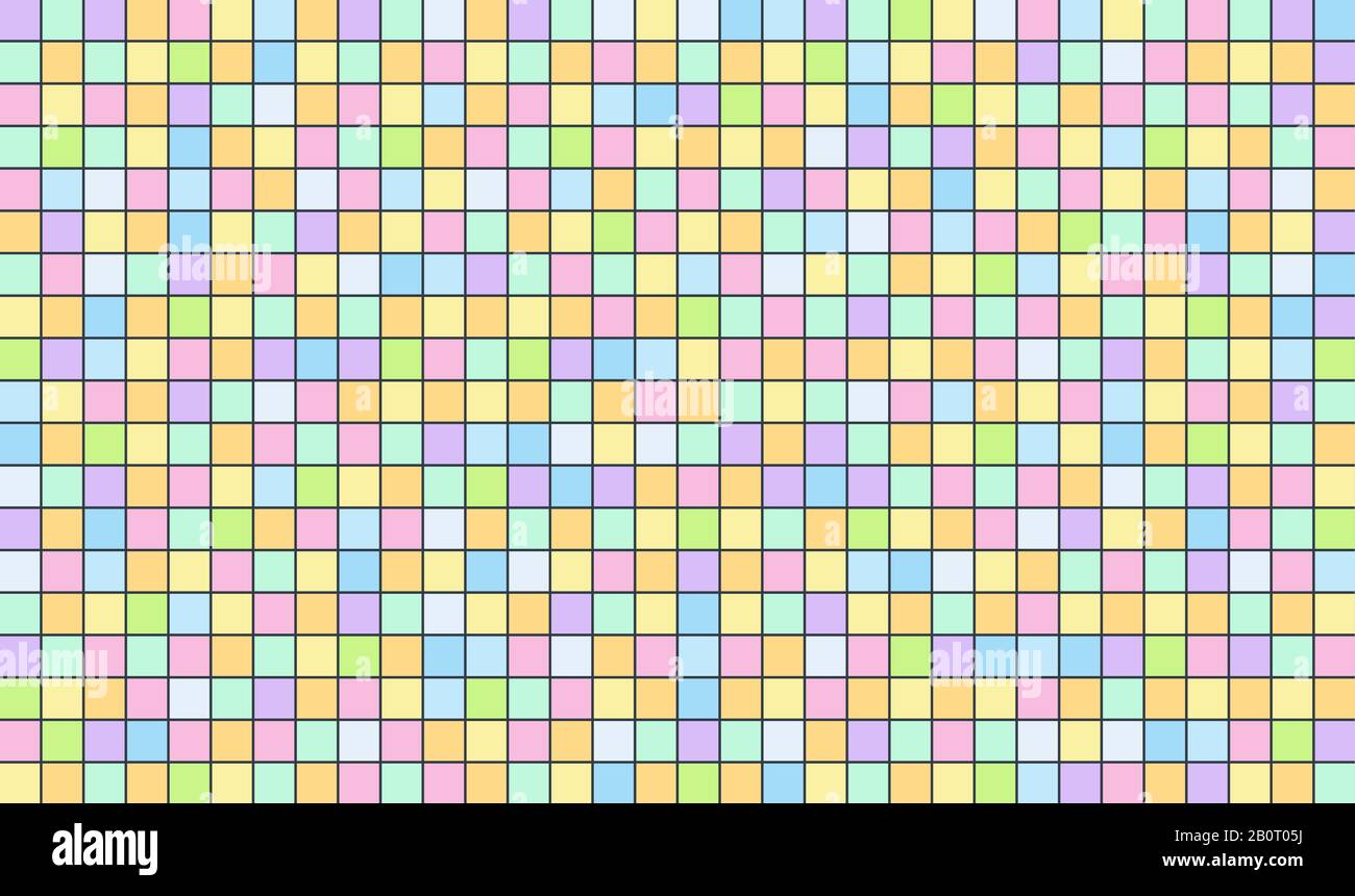 Colore Imposta sfondo astratto quadrato. Sfondo pixel astratto per il design. Modelli di piastrelle colorate. Illustrazione Vettoriale