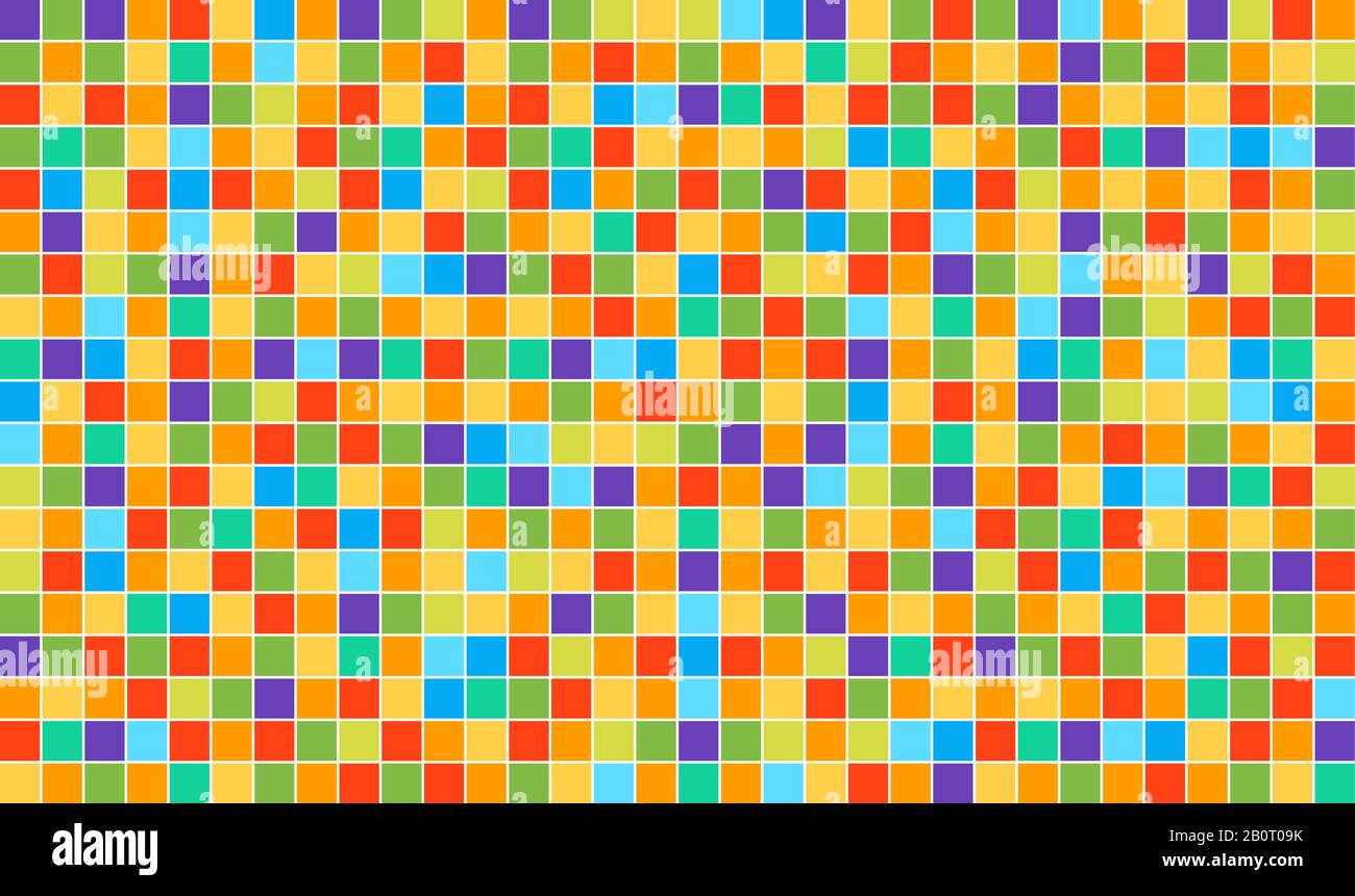 Multicolor astratto disco sfondo. Mosaico di pixel quadrati vettoriali. Modello vettoriale di alta qualità. Illustrazione Vettoriale
