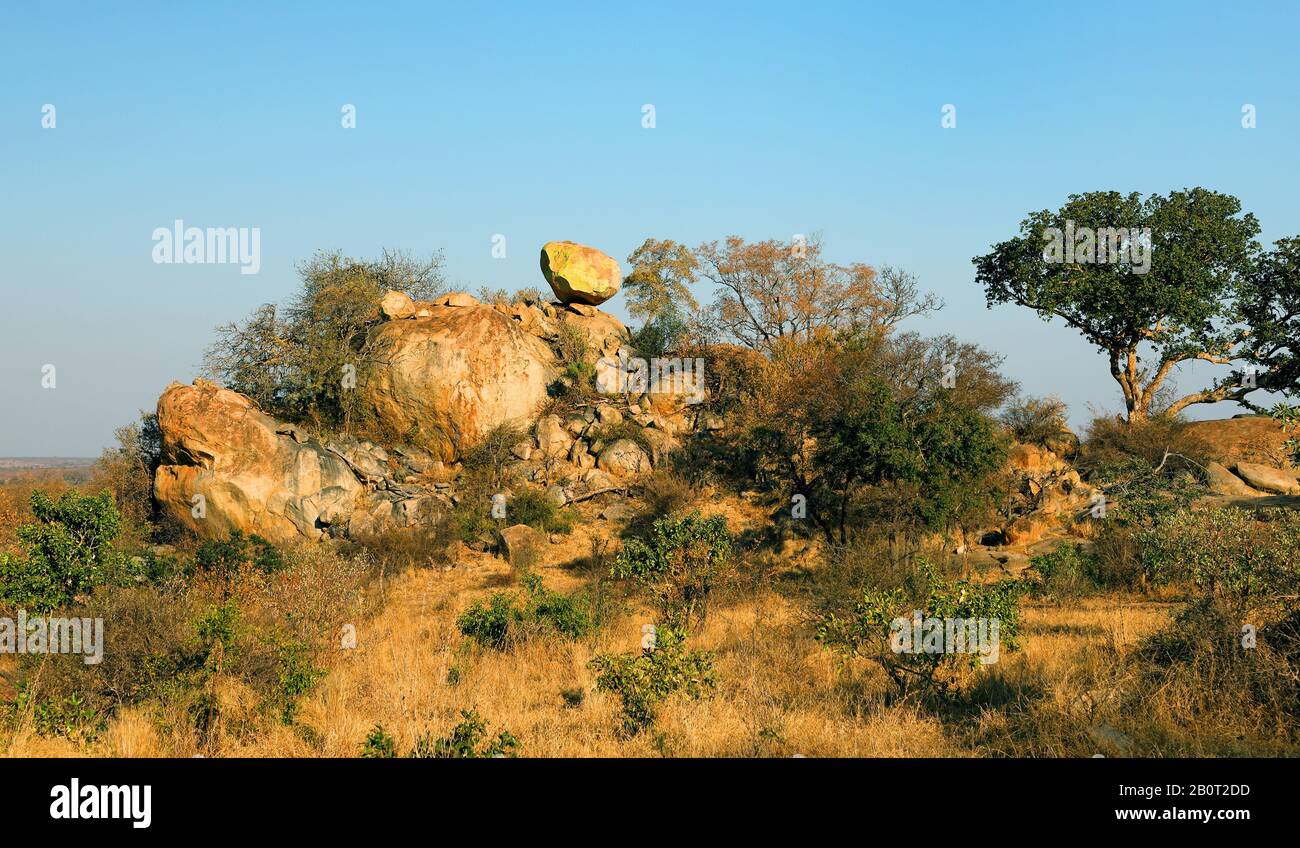 Rocce Di Granito, Sud Africa, Lowveld, Krueger National Park, Makhutlwanini Inselberg Foto Stock