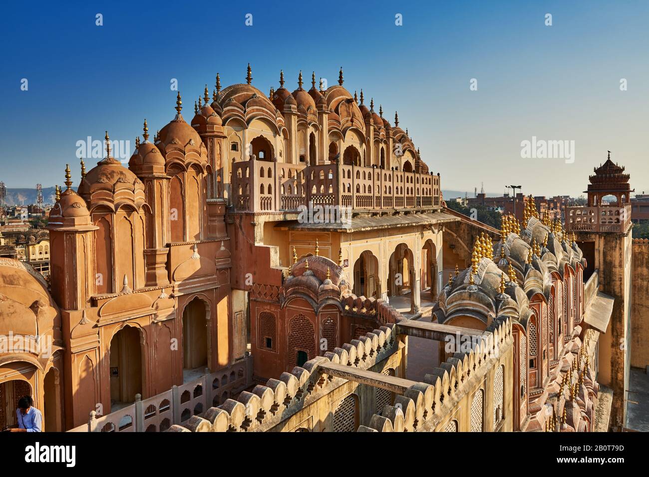 Retro del Palazzo dei Venti, Hawa Mahal, Jaipur, Rajasthan, India Foto Stock