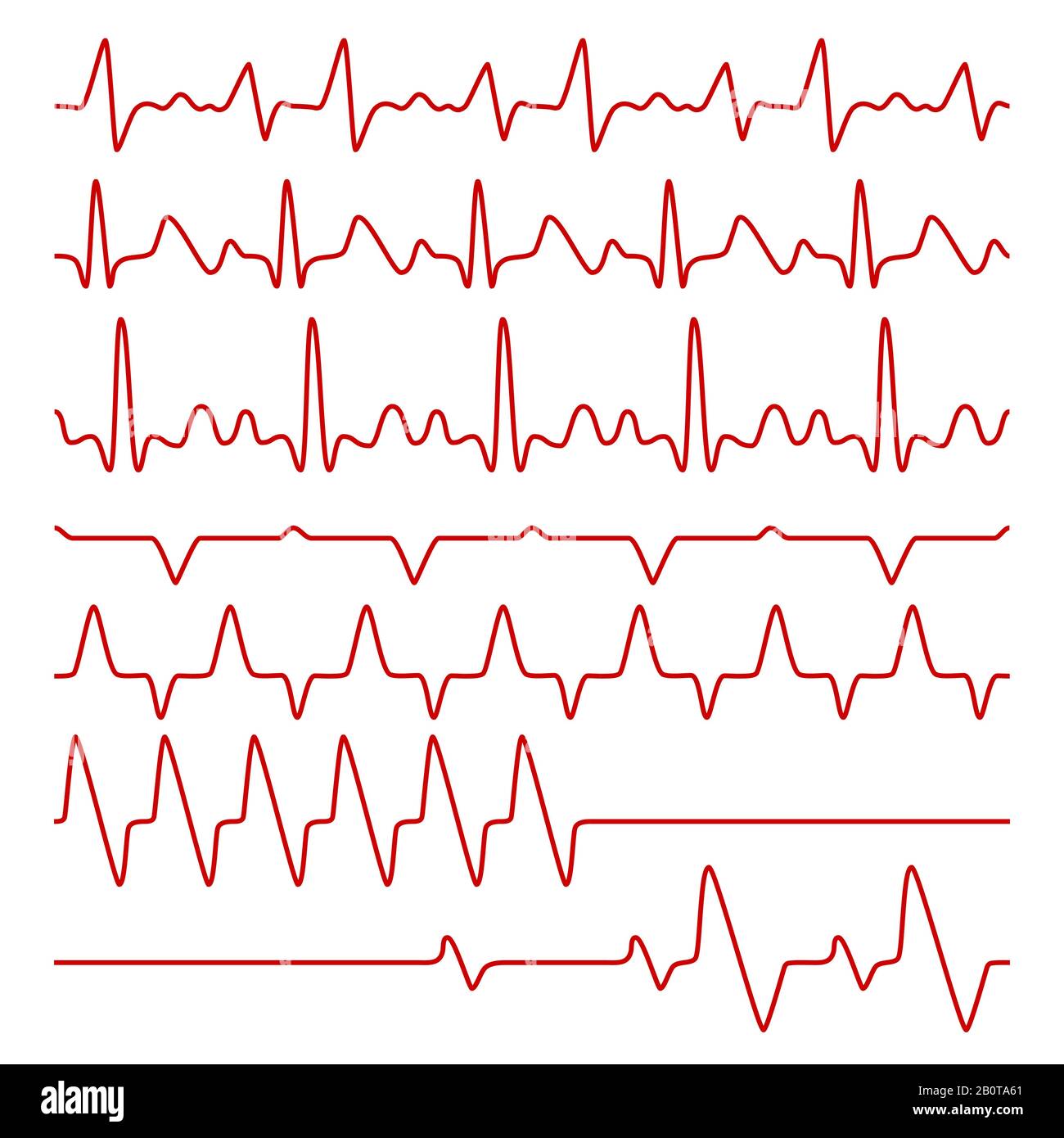 Cardiogrammi vettoriali di linea o elettrocardiogramma su monitor, simboli medici di battito cardiaco. Cuore del polso del cardiogramma, illustrazione del battito cardiaco del polso del grafico Illustrazione Vettoriale