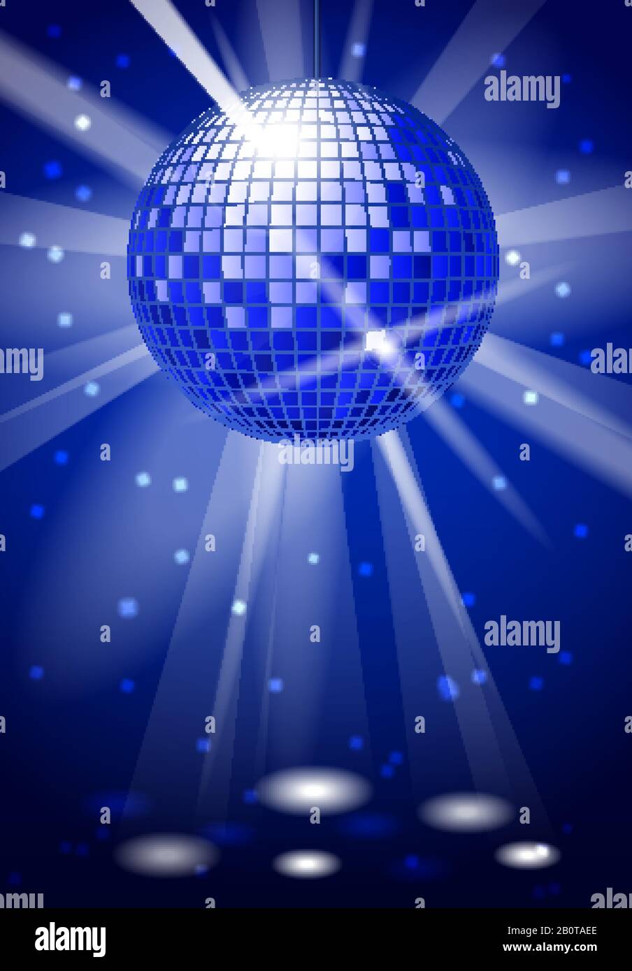 Danza club partito vettore sfondo con palla da discoteca. Palla da ballo riflessione brillante, illustrazione di musica palla discoteca Illustrazione Vettoriale