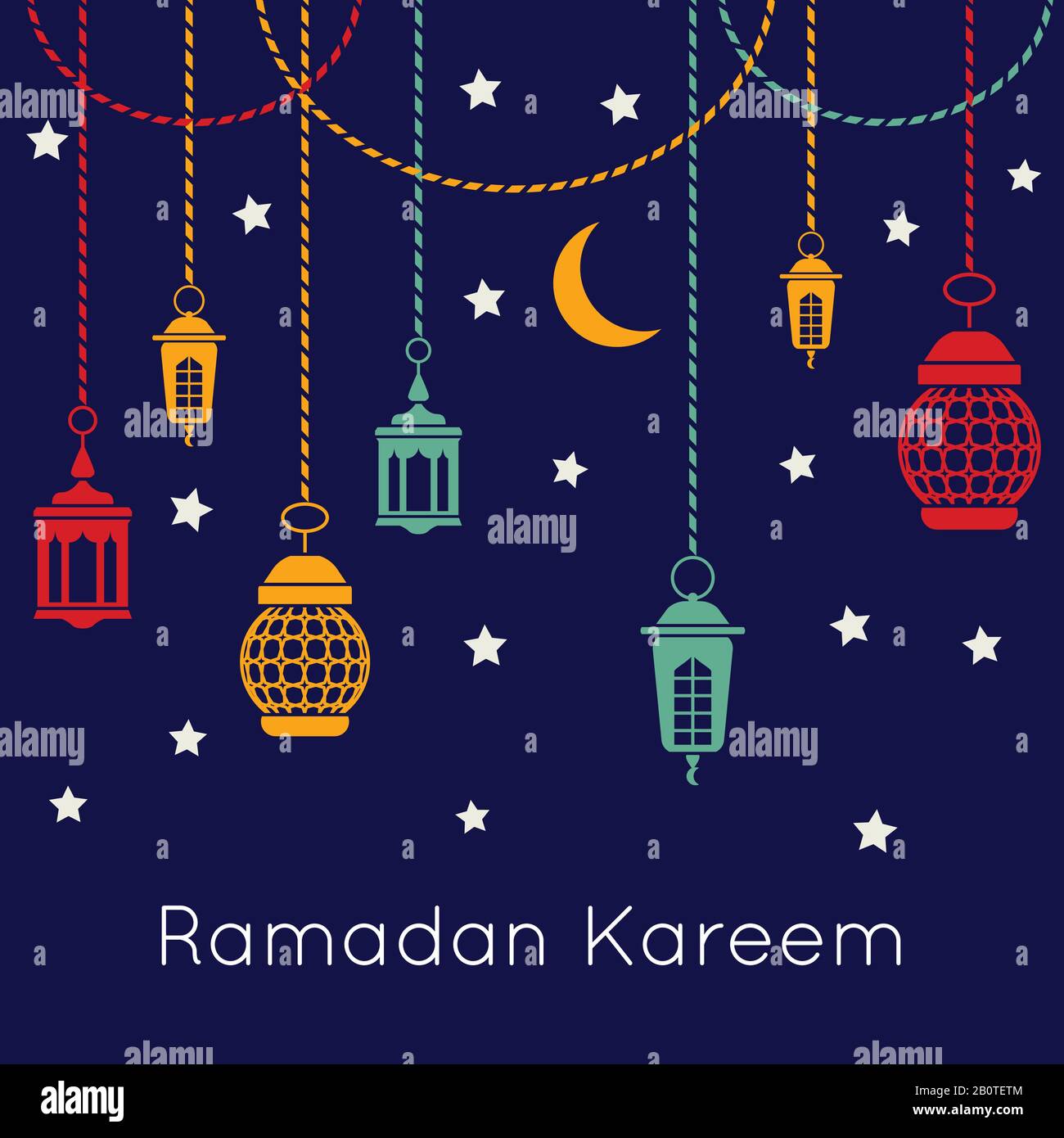Ramadan Kareem celebrazione vettore sfondo con lanterne arabe. Il concetto di festival islamico. Ramadan mubarak con lanterna illustrazione Illustrazione Vettoriale