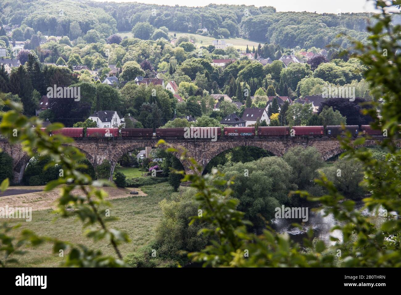 Ponte ferroviario nella foresta Witten Foto Stock