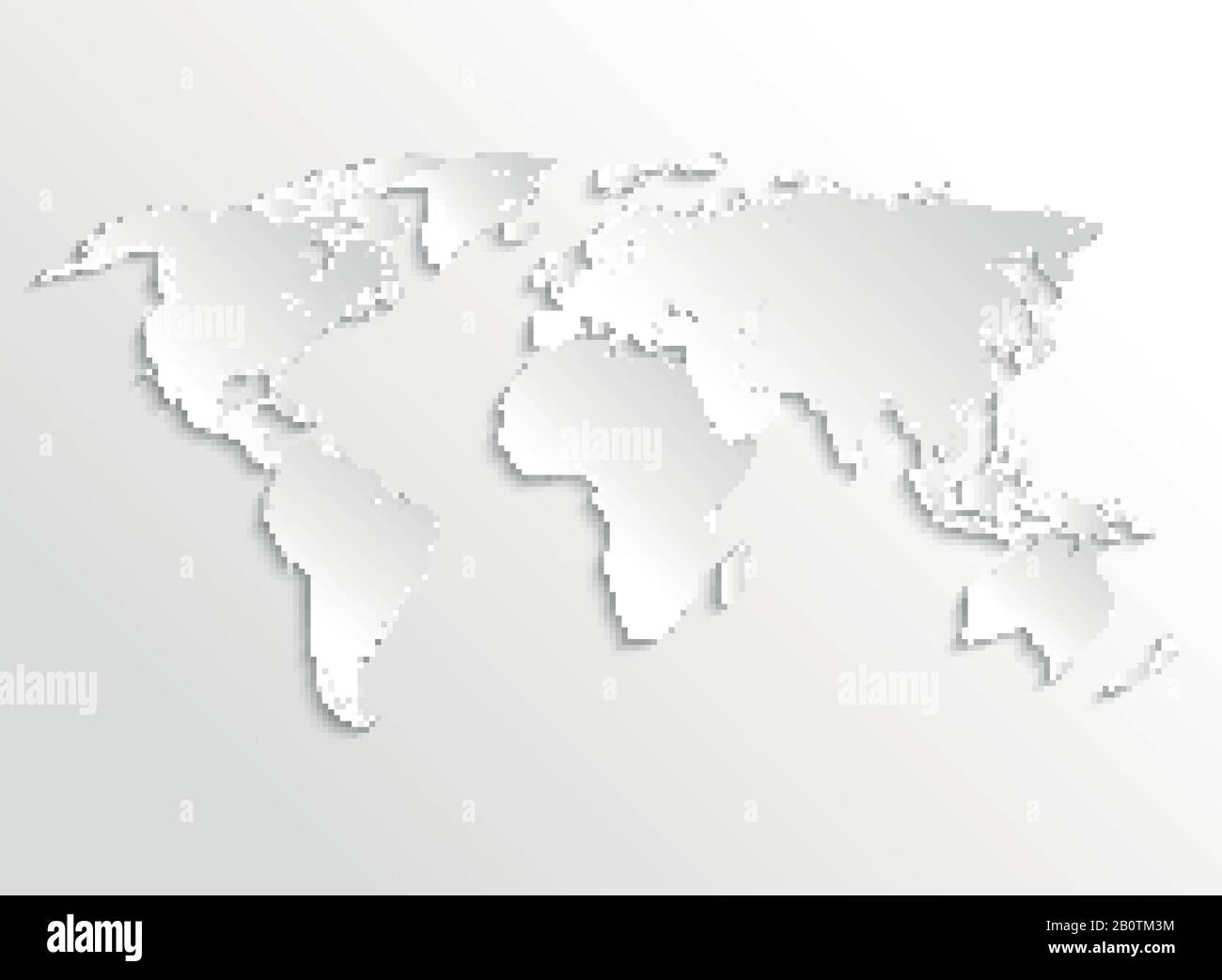Carta bianca terra carta 3d mappa. Modello vettoriale per infografica aziendale. Mappa del modello mondiale con illustrazione oceano e continente Illustrazione Vettoriale