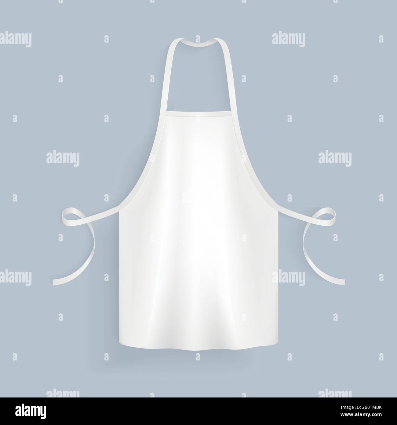 Bianco bianco cucina cotone grembiule isolato vettore illustrazione. Grembiule protettivo uniforme per cucinare o per panettiere Illustrazione Vettoriale