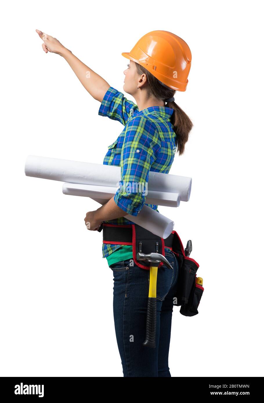 Giovane ingegnere civile in cappello duro che tiene il modello Foto stock -  Alamy