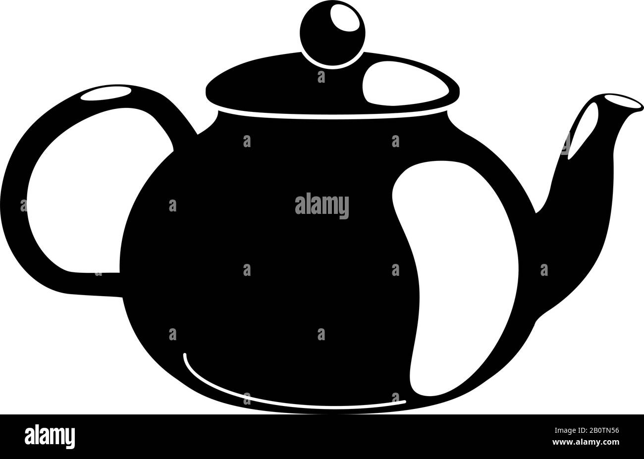 Teapot glyph isolato su sfondo bianco. Silhouette nera Vista frontale della cerimonia del drink. Pittogramma vettoriale naturale. Spa, concetto di relax benessere. Natura simbolo sano. Illustrazione Vettoriale