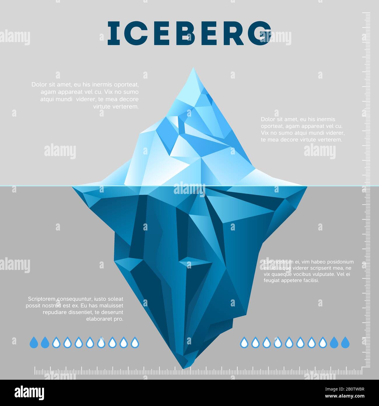 Poster informativo con iceberg. Grafico commerciale ICE, illustrazione vettoriale Illustrazione Vettoriale