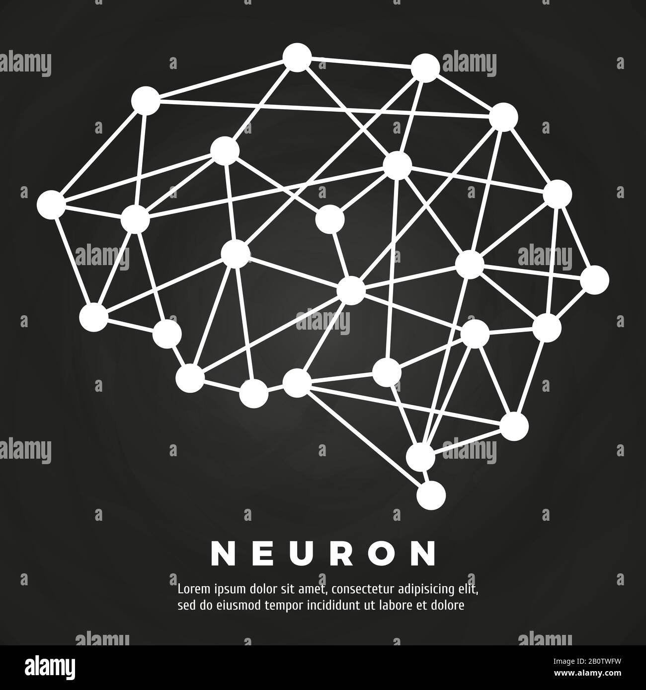 Linea astratta cervello rete neurale disegno poster lavagna. Illustrazione del vettore Illustrazione Vettoriale