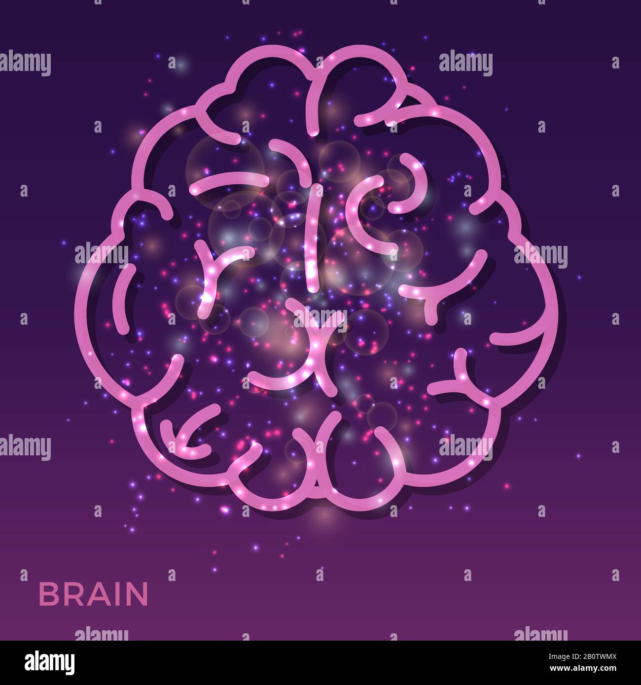 Astratto creativo cervello sfondo - icona cervello colorato con luci brillanti. Cervello creativo brillante. Illustrazione del vettore Illustrazione Vettoriale