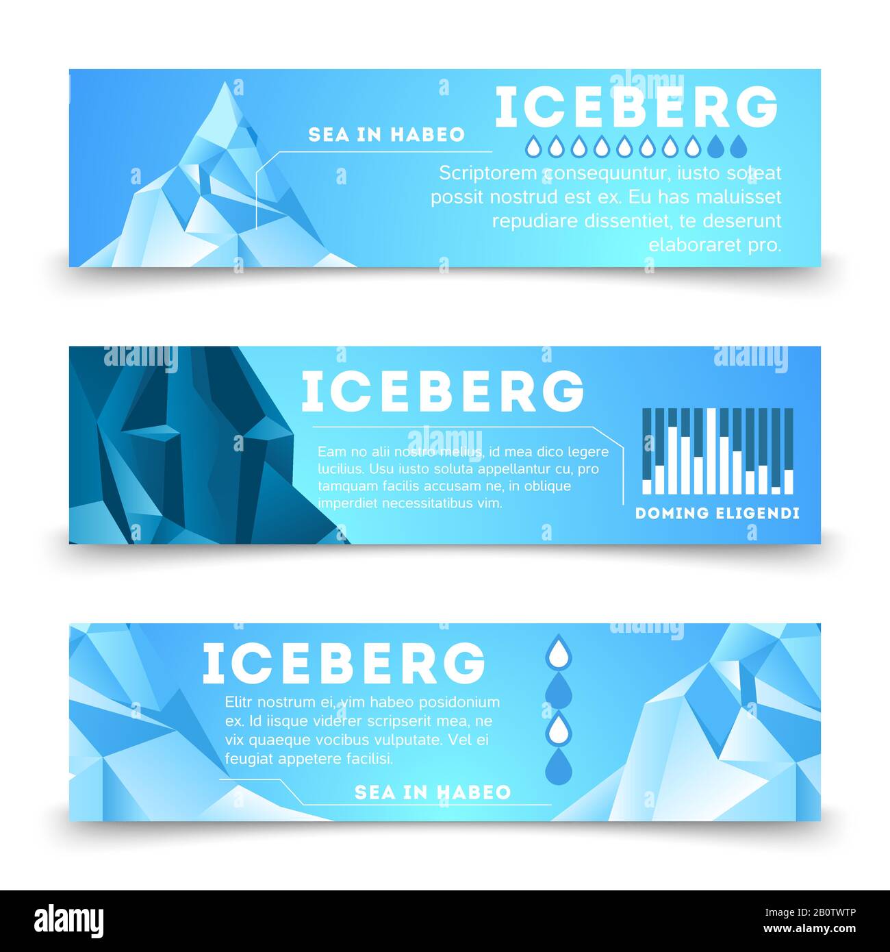 Modello di banner con informazioni sulla natura con cartellino polare iceberg, modello di business vettoriale Illustrazione Vettoriale