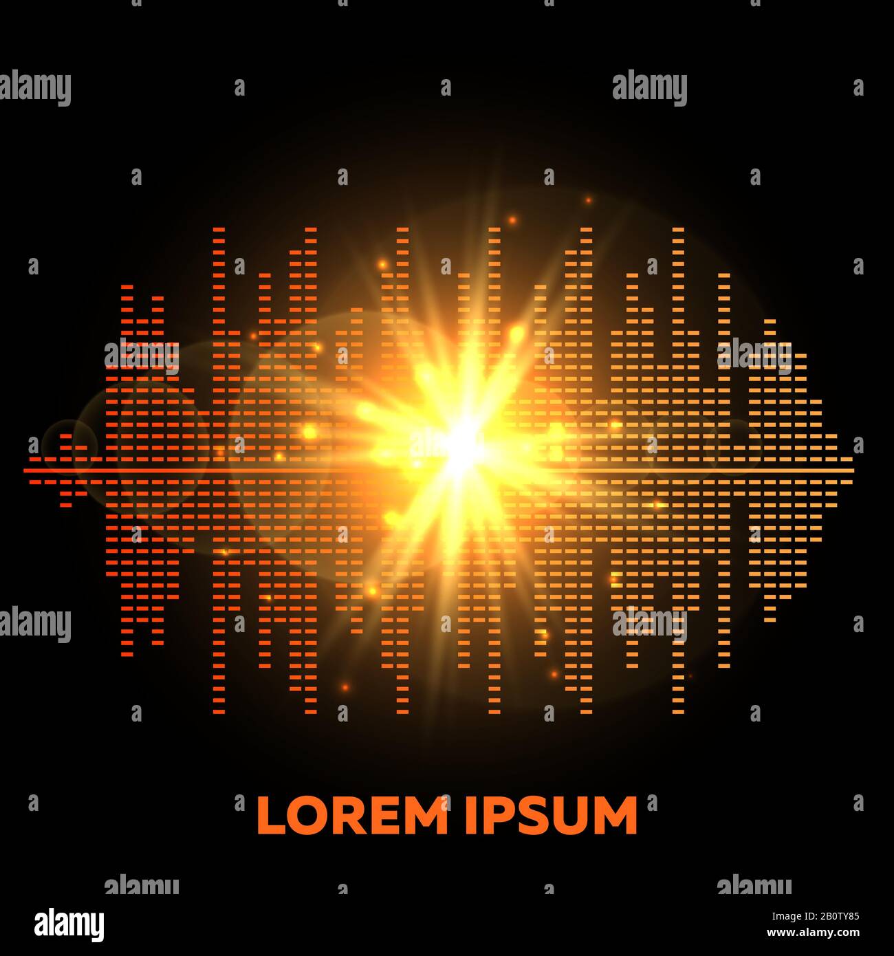 Musica beat vettoriale background - luminoso equalizzatore colorato con flash di luci. Illustrazione dell'equalizzatore grafico digitale Illustrazione Vettoriale