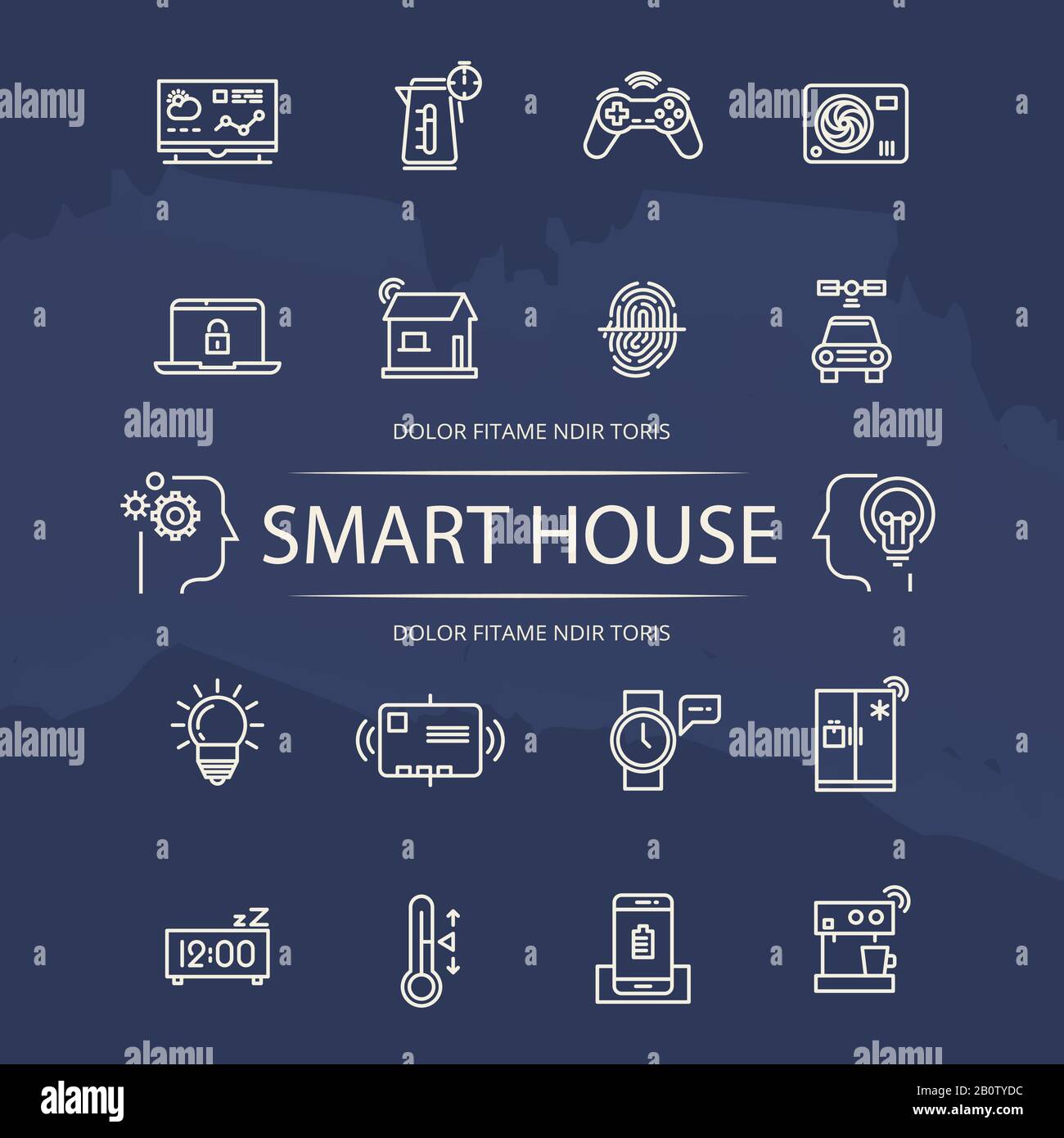 Collezione di icone della linea Smart House. Dispositivo Elements per l'illustrazione di una casa intelligente Illustrazione Vettoriale