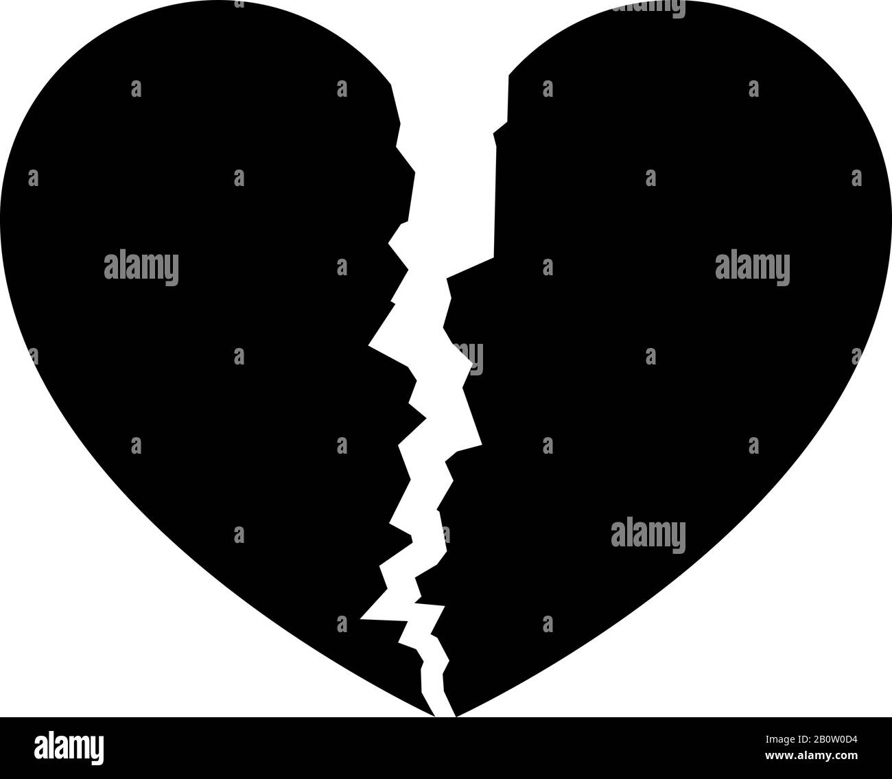 Icona cuore spezzato nero immagine vettoriale a colori stile piatto immagine semplice Illustrazione Vettoriale