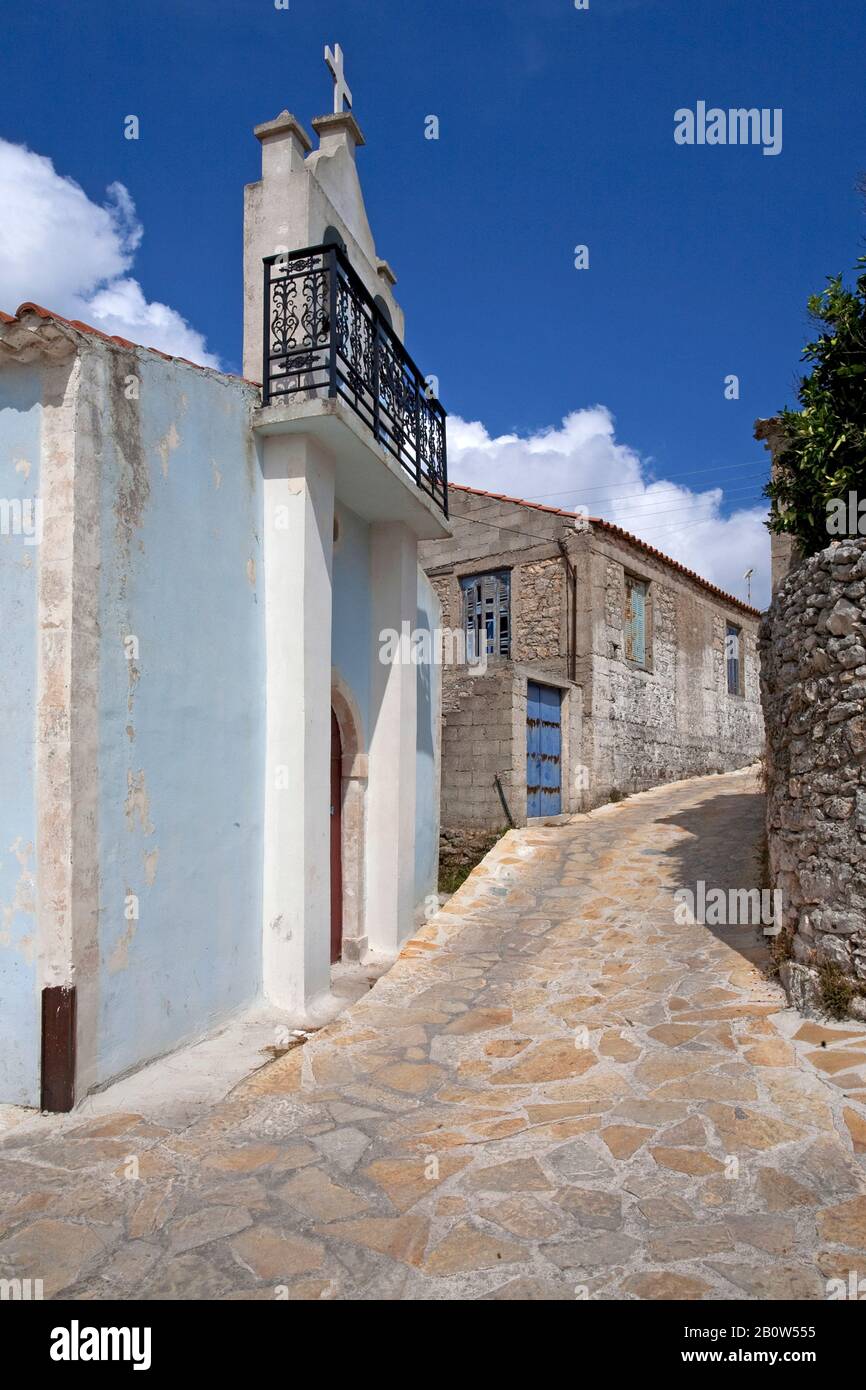 Piccola cappella al villaggio Maries, isola di Zante, Grecia Foto Stock