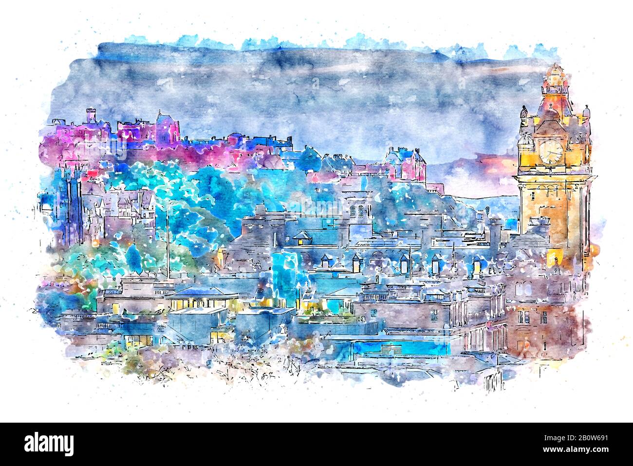Durante il Medioevo, un piccolo forte chiamato Dun Eiden è stato costruito dal Gododddins probabilmente sulla roccia del Castello Foto Stock