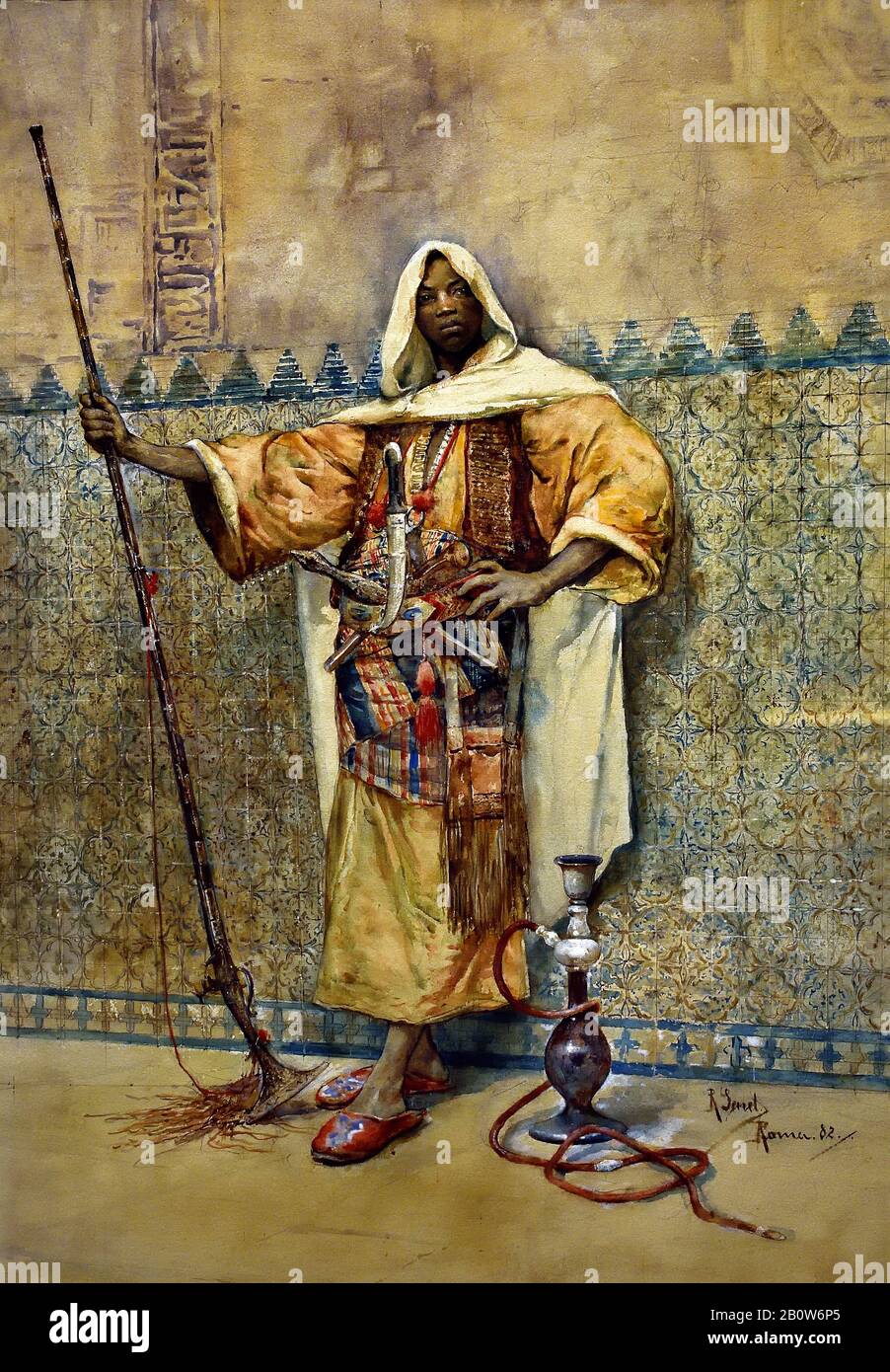 Moor con Musket 1882 di Rafael Senet, Oriental, Foto Stock