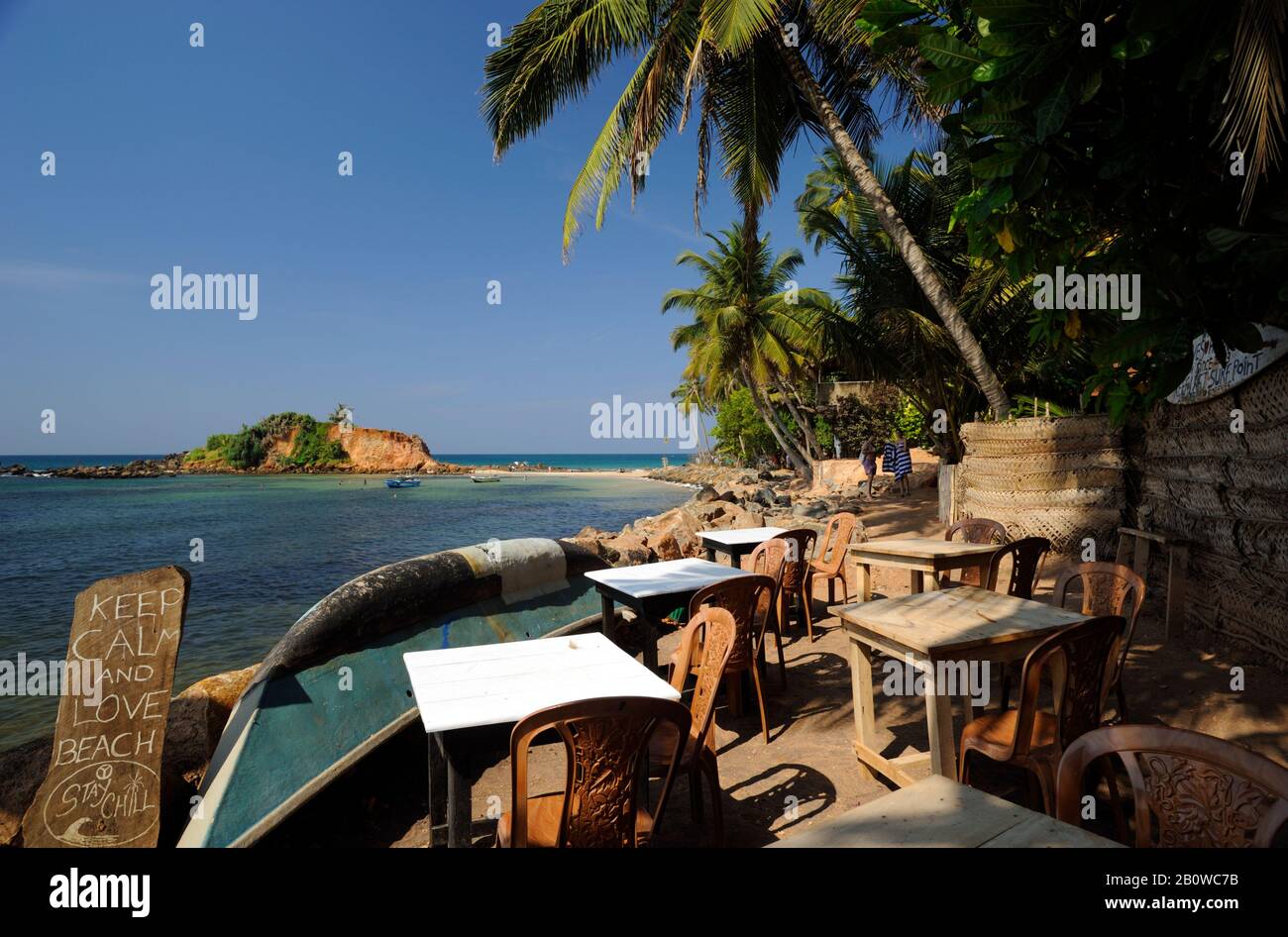 Sri Lanka, Mirissa, caffè sulla spiaggia Foto Stock