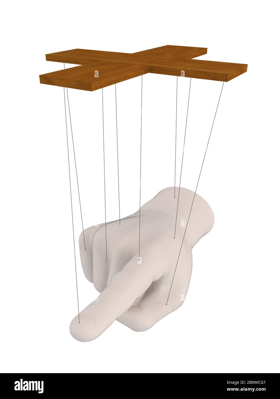 controllo manuale umano con filettature, illustrazione 3d Foto Stock