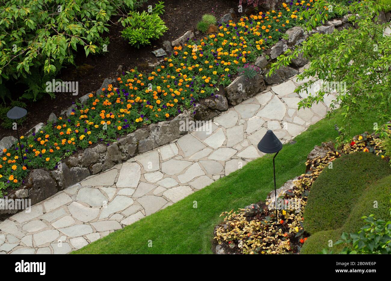 prospettiva lineare di un giardino Foto Stock