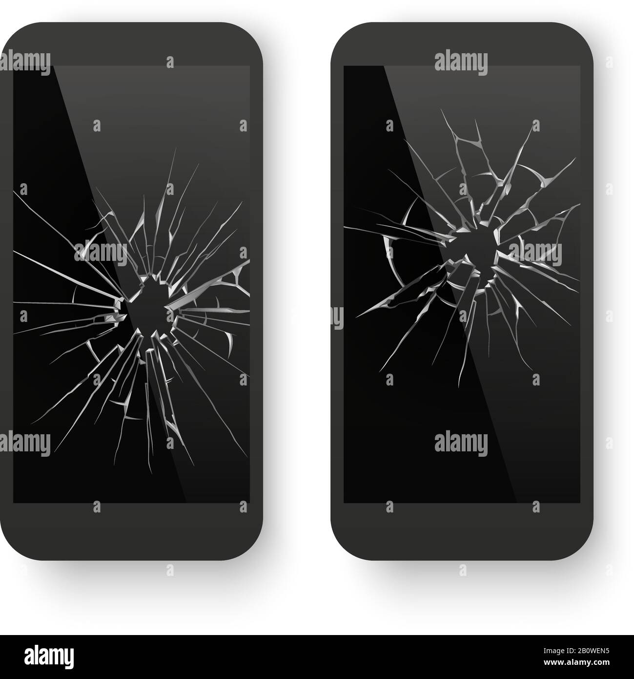 Telefono cellulare rotto. Schermo dello smartphone incrinato. Telefono cellulare danneggiato rovinato. Concetto di vettore di riparazione Illustrazione Vettoriale