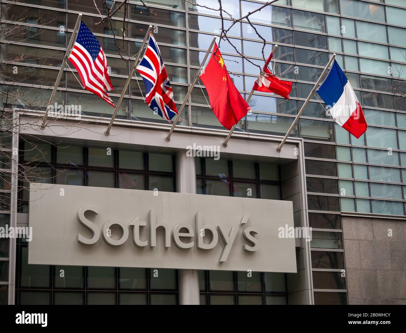 Ingresso di Sotheby nell'Upper East Side di New York City Foto Stock