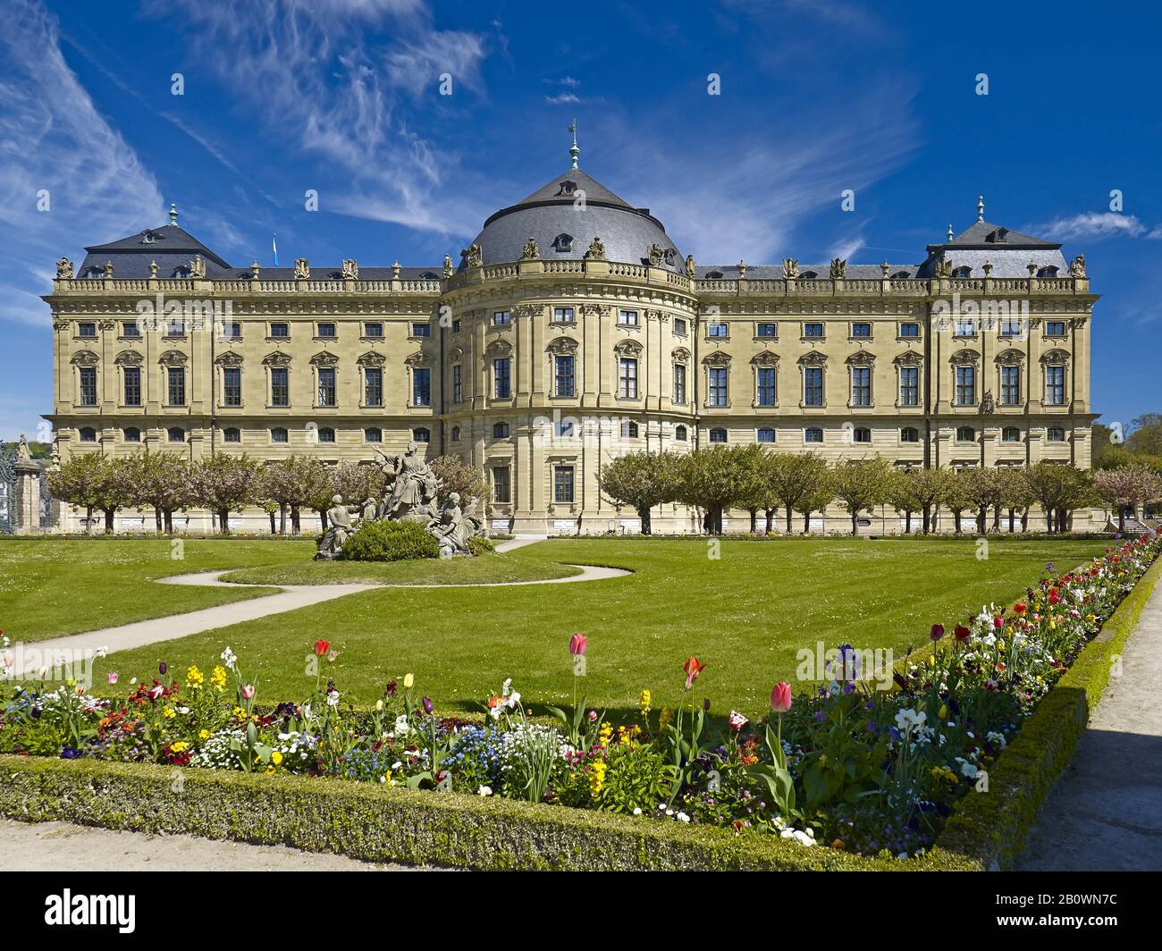 Hofgarten Con Wuerzburg Residence A Wuerzburg, Bassa Franconia, Baviera, Germania, Europa Foto Stock