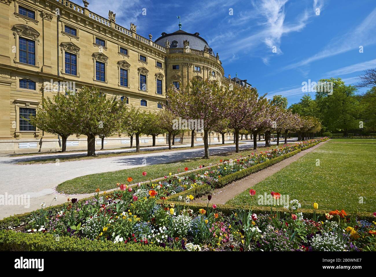 Hofgarten Con Wuerzburg Residence A Wuerzburg, Bassa Franconia, Baviera, Germania, Europa Foto Stock