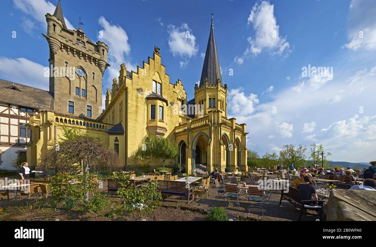 Castello Di Rothstein Sopra La Valle Della Werra Vicino Bad Sooden-Allendorf, Hesse, Germania, Europa Foto Stock