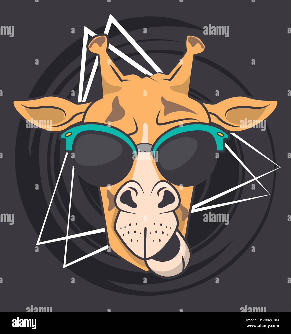 giraffa divertente con occhiali da sole stile cool Illustrazione Vettoriale