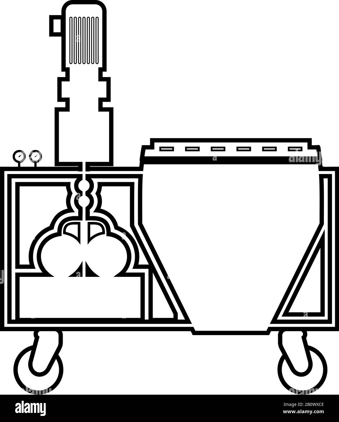 Stazione di intonaco decoratrice a parete soluzione icona di miscelazione contorno nero colore vettoriale illustrazione piatto stile semplice immagine Illustrazione Vettoriale