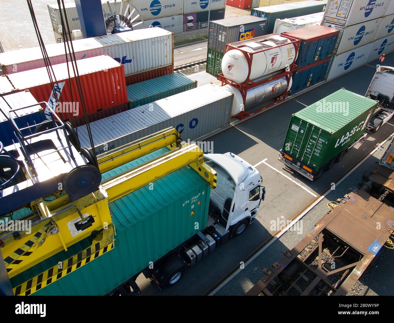 Logistica, carico container Foto Stock