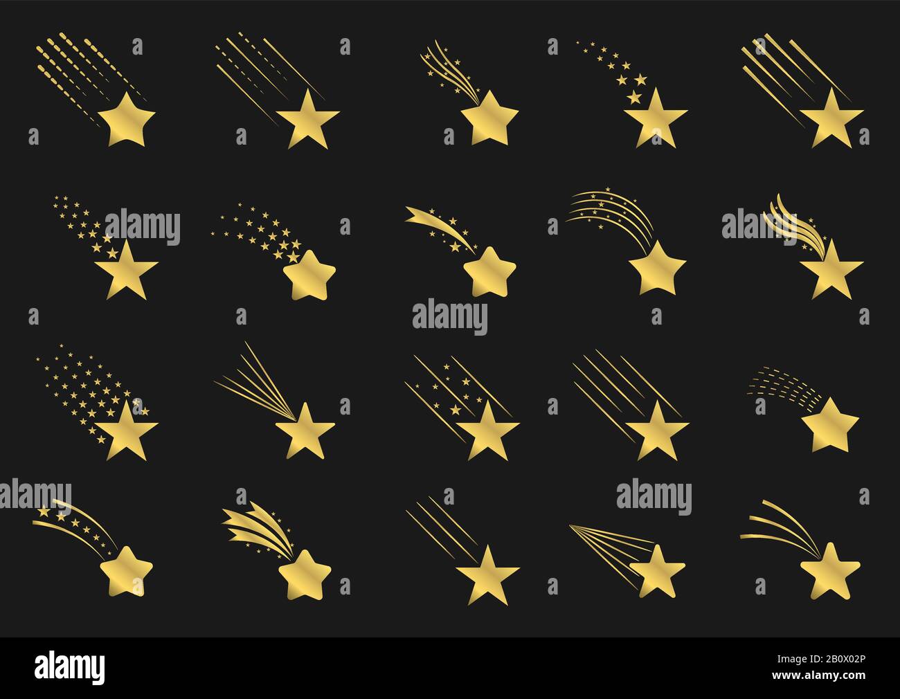 Icone di stelle di tiro d'oro Illustrazione Vettoriale