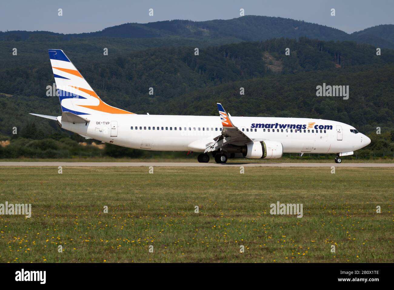 Sliac / Slovacchia - 3 agosto 2019: Aereo passeggeri SmartWings Boeing 737-800 OK-TVP al SIAF Slovak International Air Fest 2019 Foto Stock