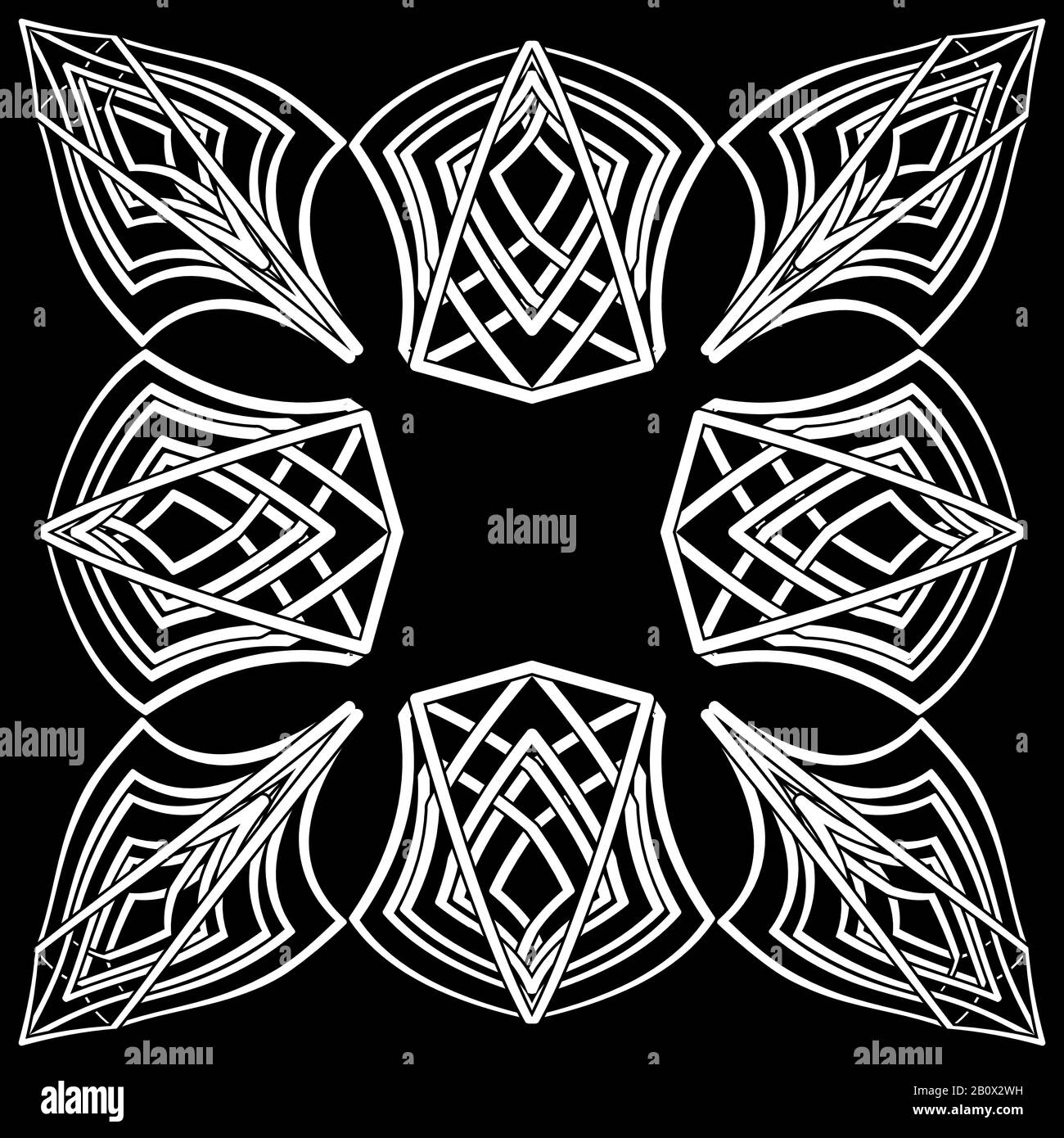 Simbolo gotico bianco e nero floreale in antico stile celtico Illustrazione Vettoriale