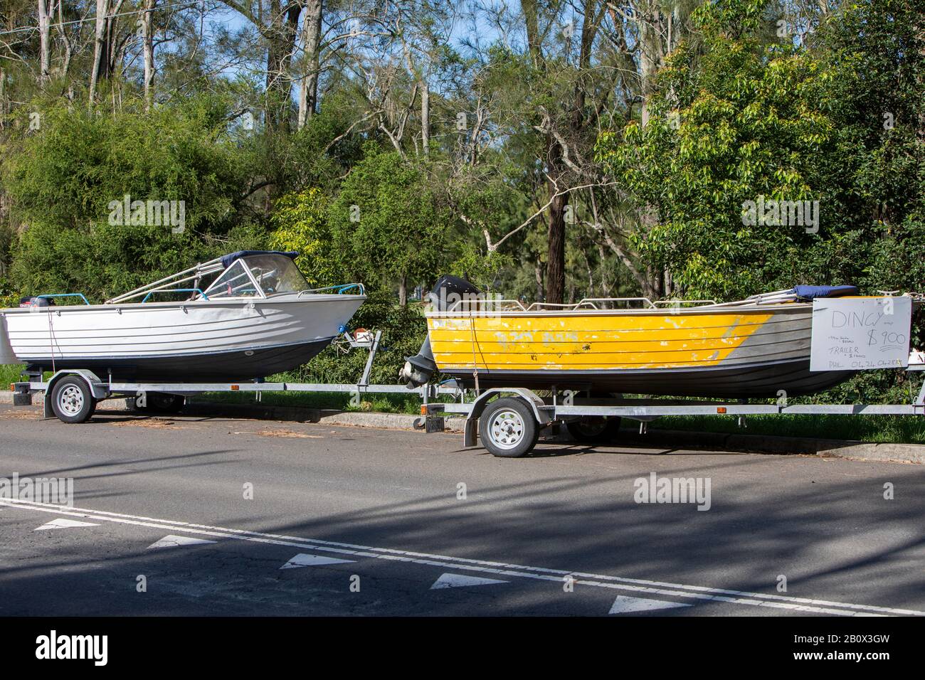 Rimorchio australiano gommone per la vendita su strada a Sydney, Australia Foto Stock