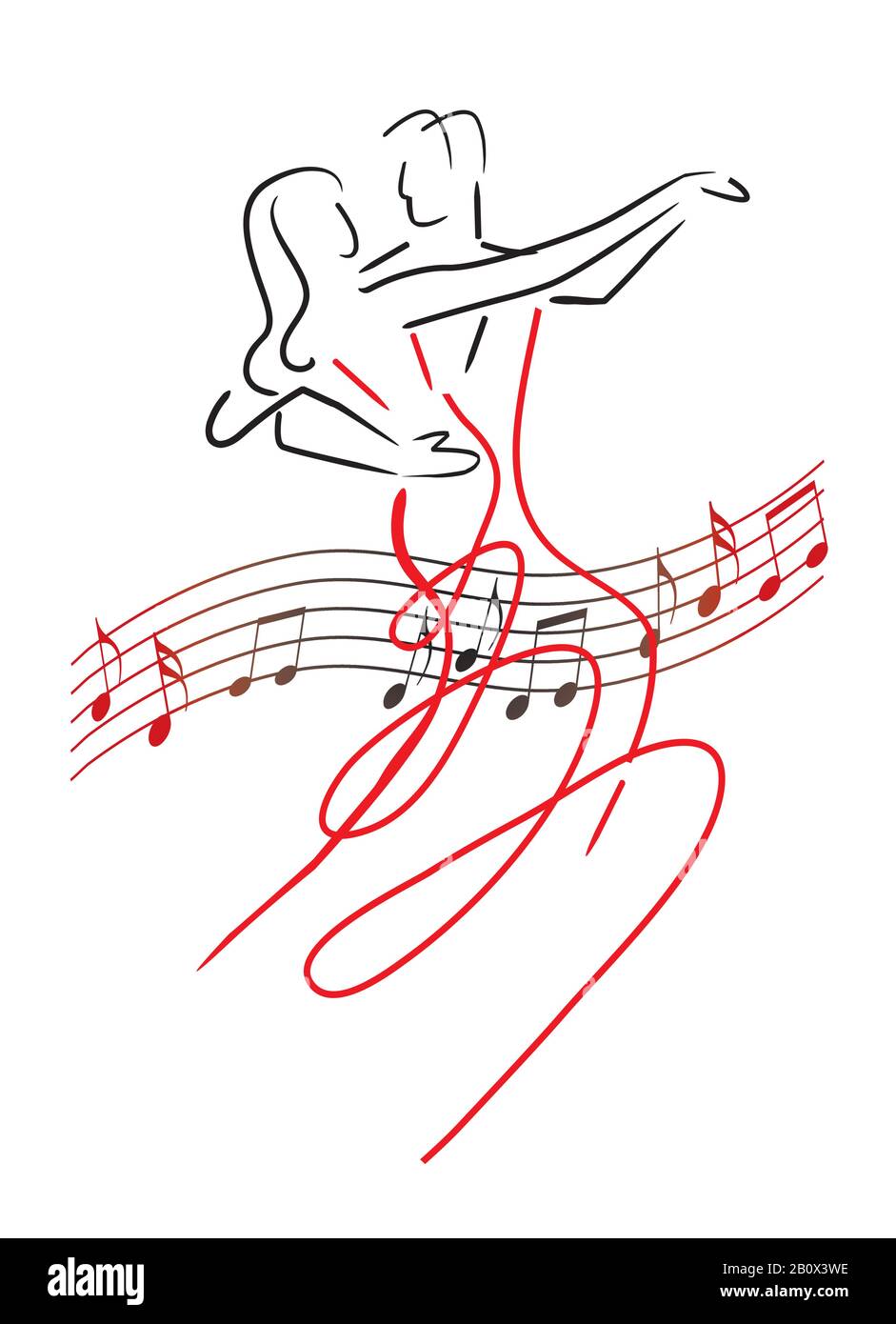 Ballerini Balroom Si Accoppiano con note musicali. Vettore disponibile. Illustrazione Vettoriale