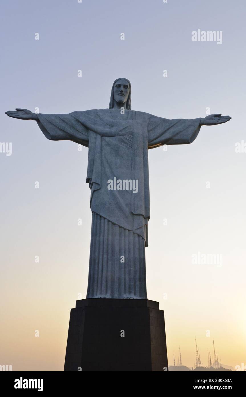 Cristo Redentore, Cristo Redentore di Paul Landowski, Rio de Janeiro, Brasile, Sud America, Foto Stock